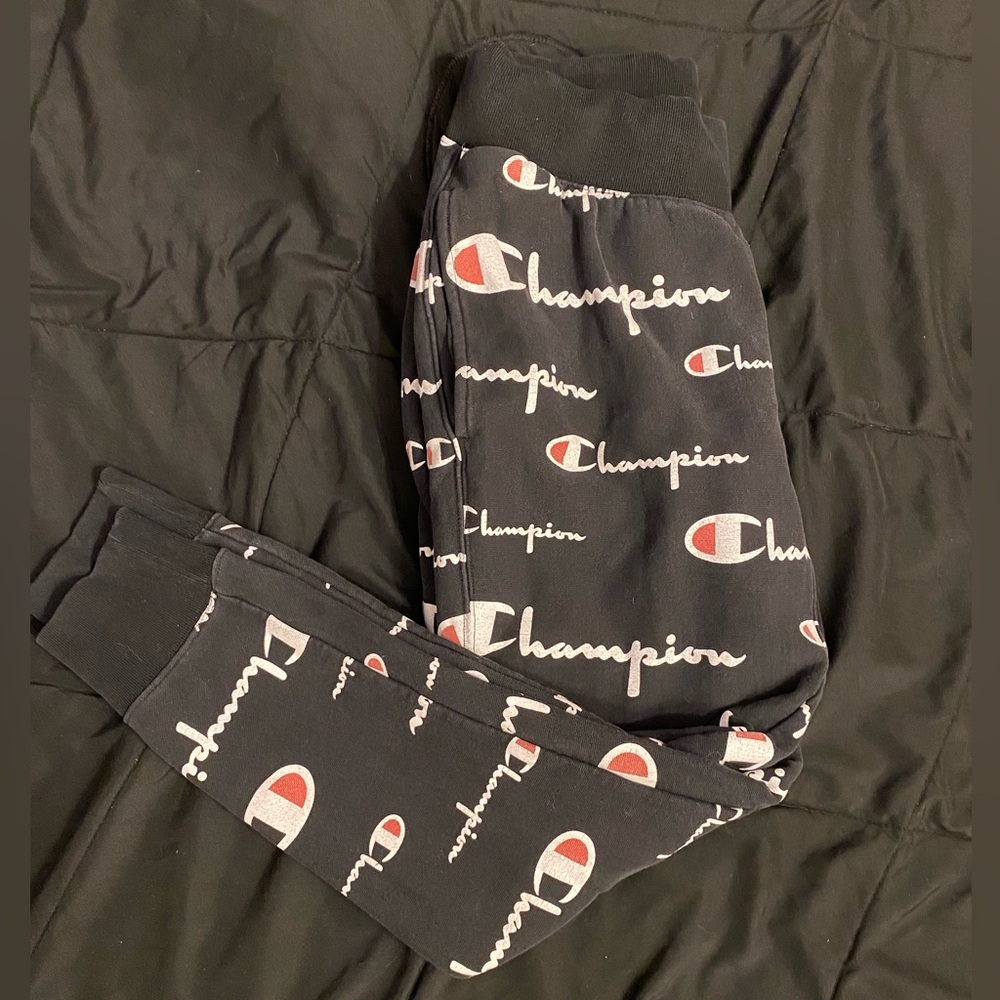 Black Champion Monogram Sweatpants